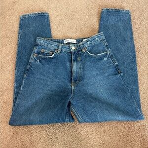 Zara Classic Blue High-Rise Straight Jeans